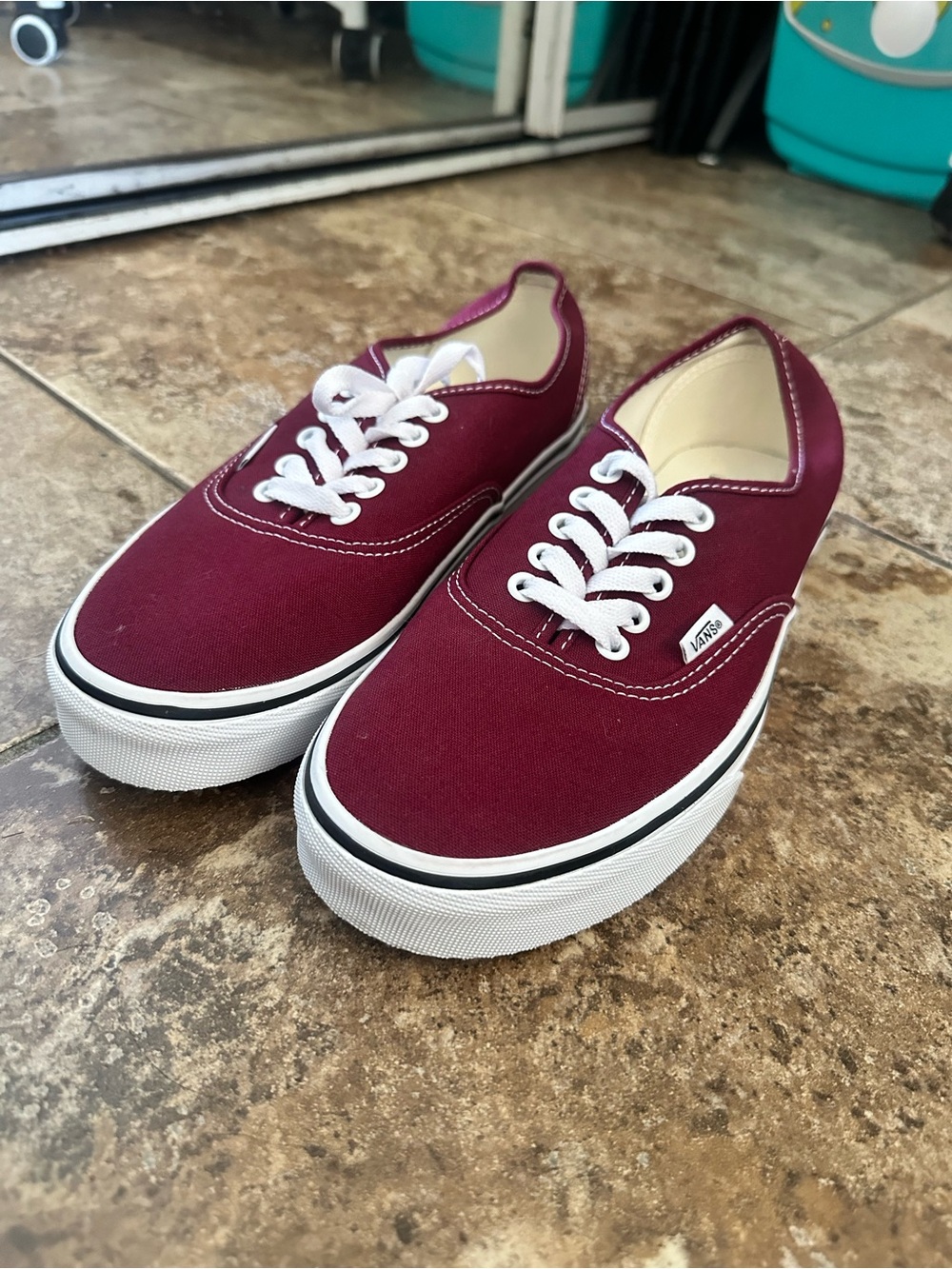New Vans Authentic Canvas Sneakers in Burgundy with White Laces